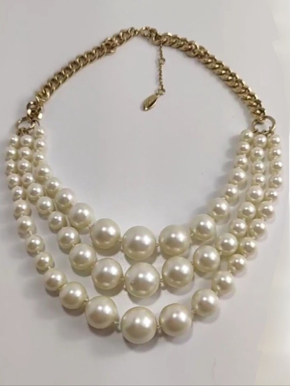 Ann Taylor Graduated Faux Pearl Three Strand Statement Necklace 18-20"